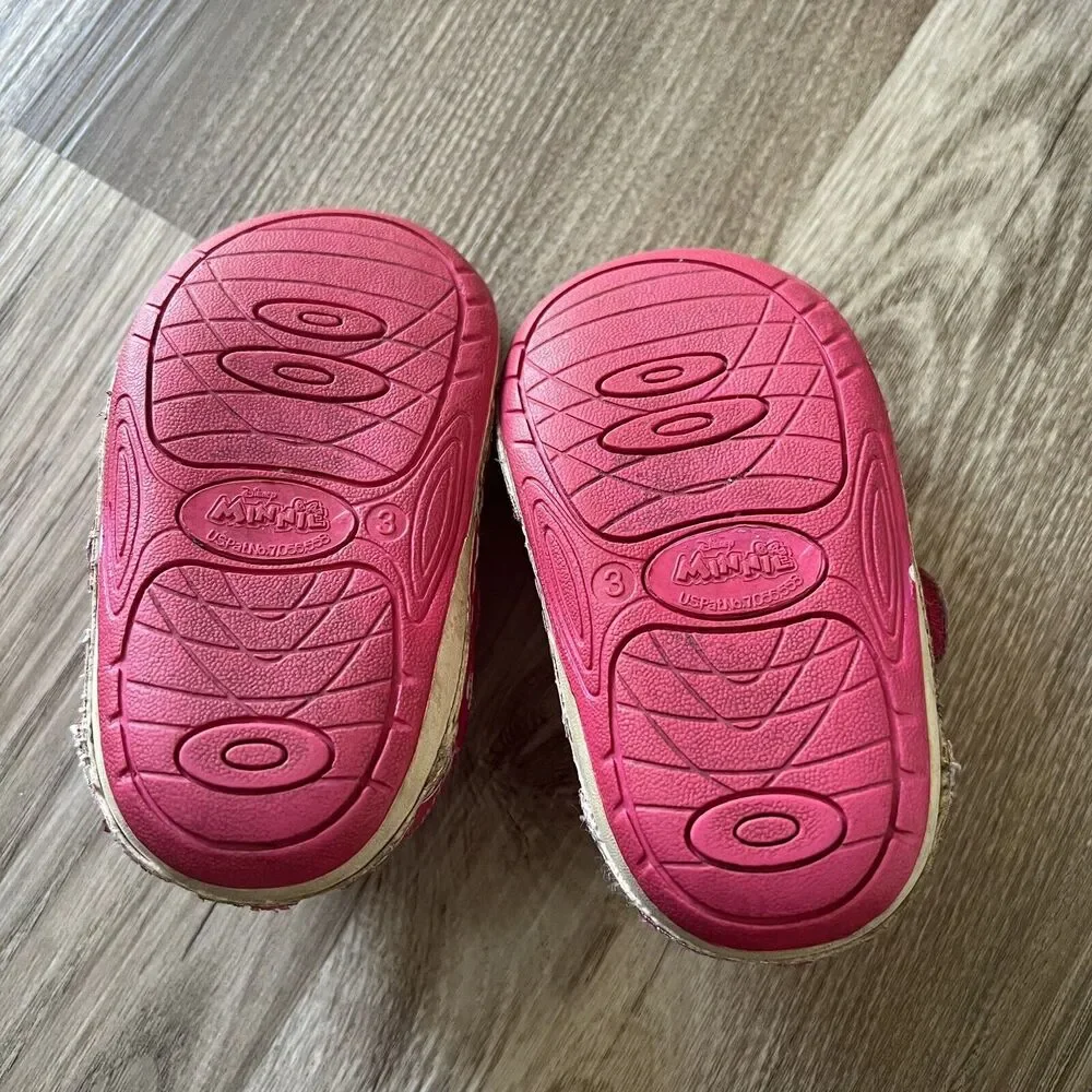 Disney Pink Minnie Mouse Girl's Shoes, Size 3